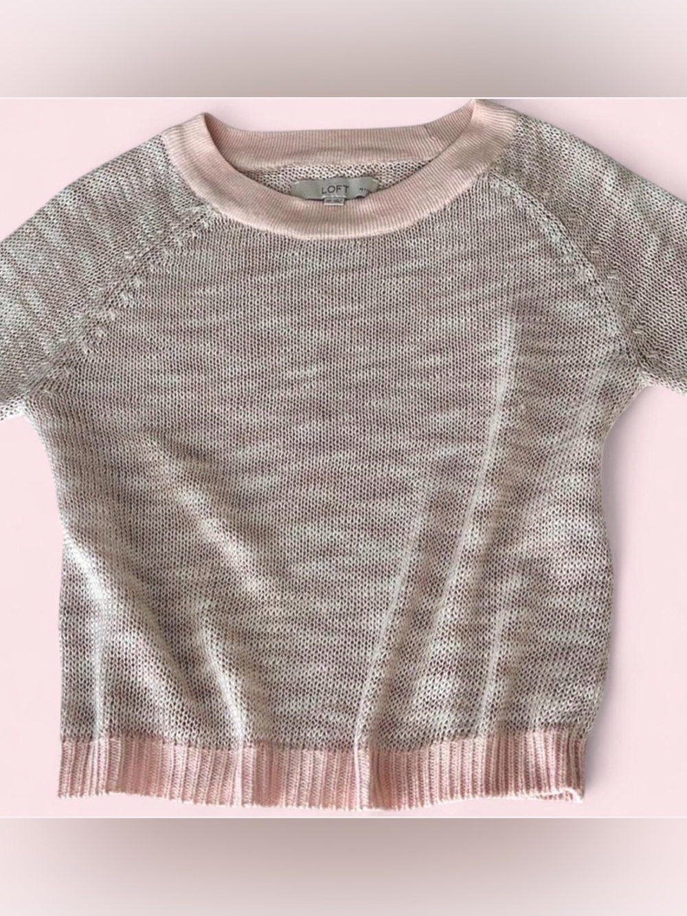 LOFT Blush Knit Linen Blend Sweater